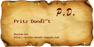 Pritz Donát névjegykártya